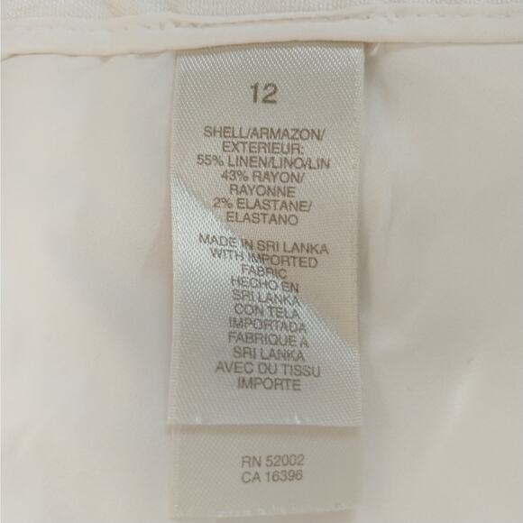 LIZ! FABULOUSLY LUXE CREAM LINEN BLEND FLARED/FULL SKIRT, LINED! SZ 12 - Picture 7 of 9